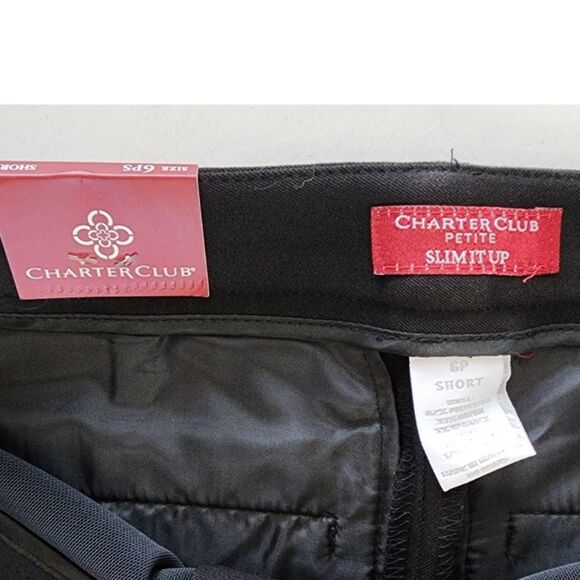 NWT Charter Club Slim It Up Black Dress Pants Sz 6P Short - Picture 7 of 7